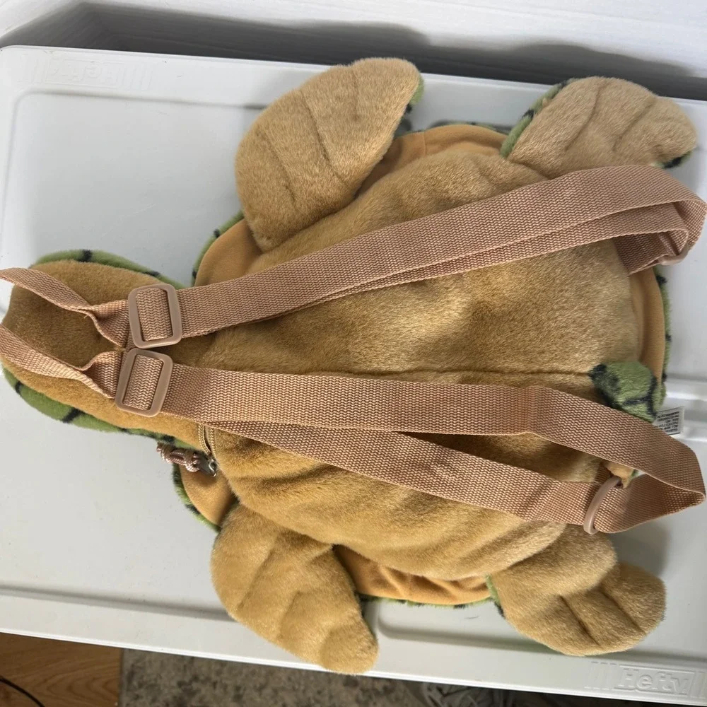 Aurora World Plush Sea Turtle Backpack Green Tan Shell Adjustable Straps 15in